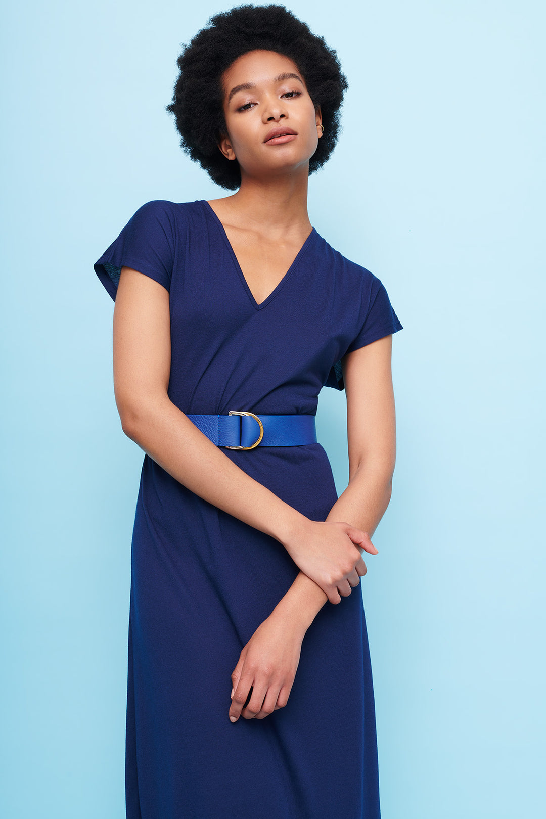 navy-v-neck-dress-cucumber-clothing-cooling