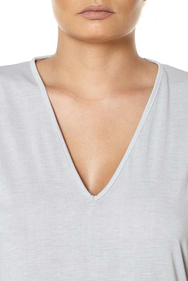 V Neck Top in Silver